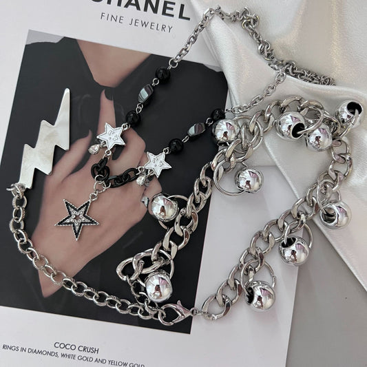 Punk Gothic Star and Lightning Necklace