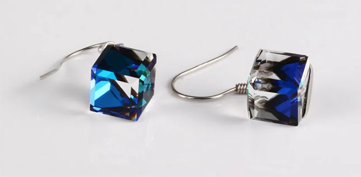 Crystal Glass Square Earrings