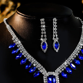 Silver Sapphire Necklaceand Earrings Suit