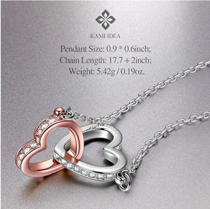 Two-Color Love Connected Hearts Necklace