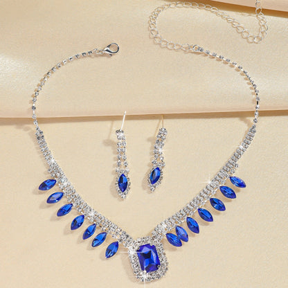Silver Sapphire Necklaceand Earrings Suit