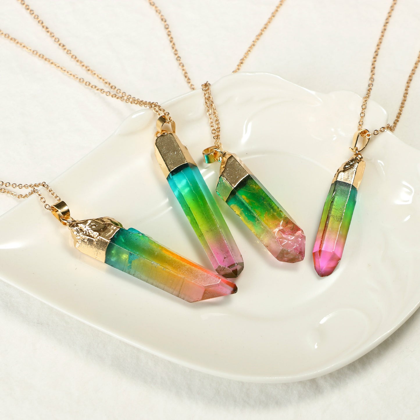 Mixed Colors Crystal Gold Necklace