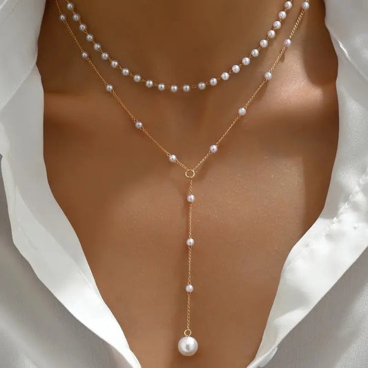 Pearl Double Layer Chest Necklace
