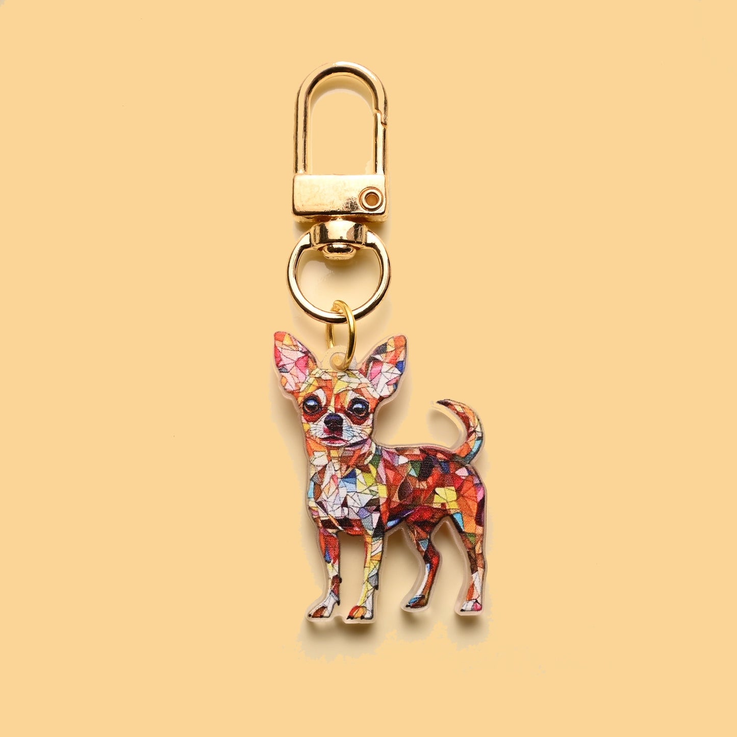 Puppy Stained Glass Keychain