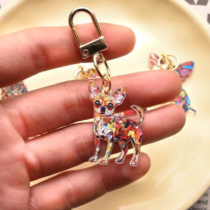 Puppy Stained Glass Keychain