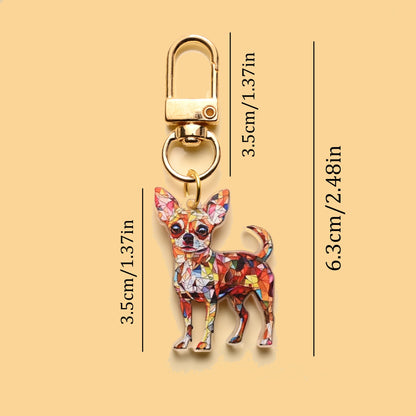 Puppy Stained Glass Keychain