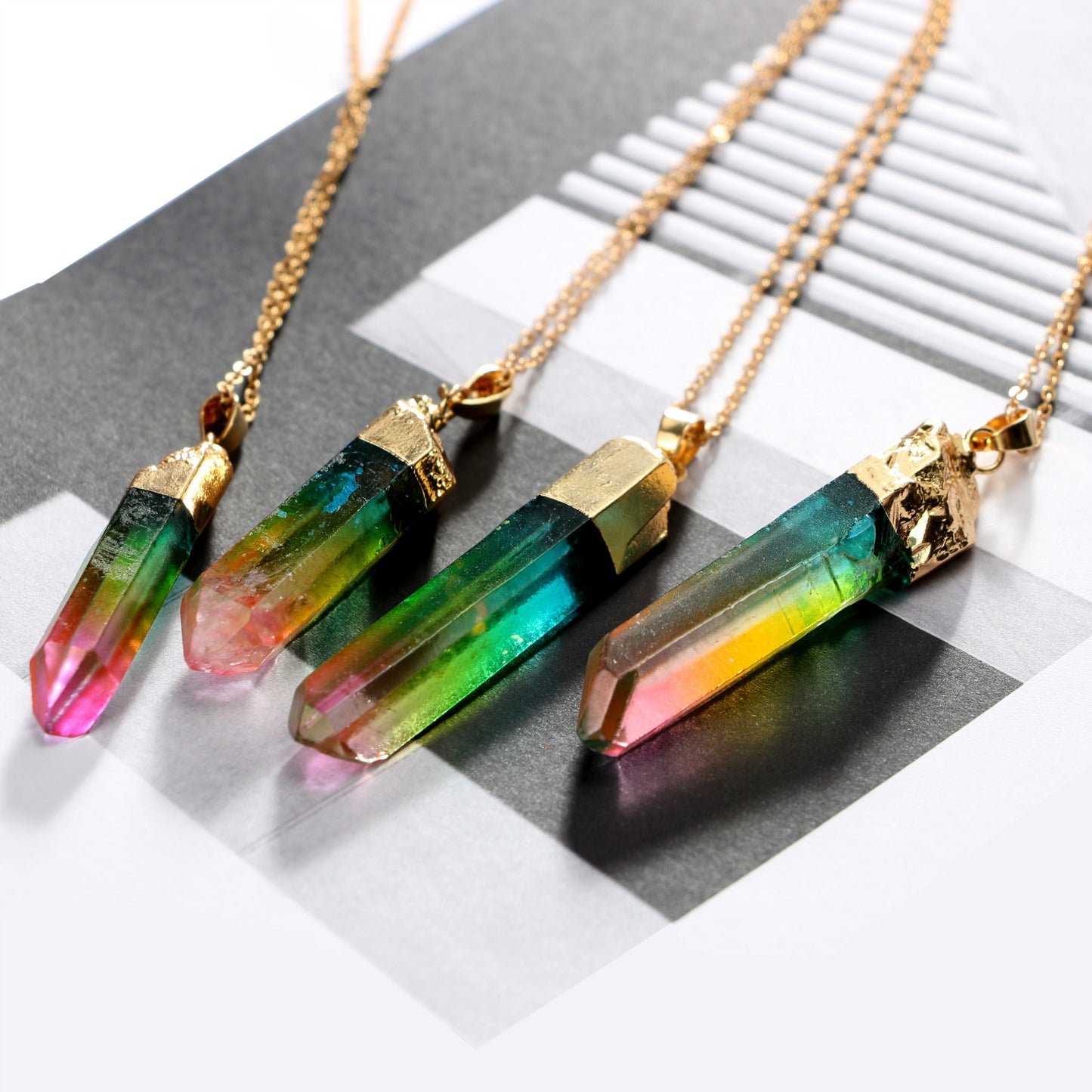 Mixed Colors Crystal Gold Necklace