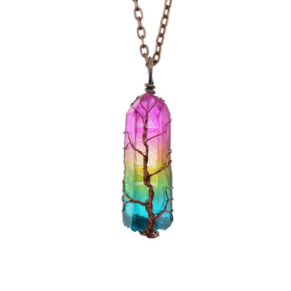 Crystal Tree Of Life Colorful Necklace