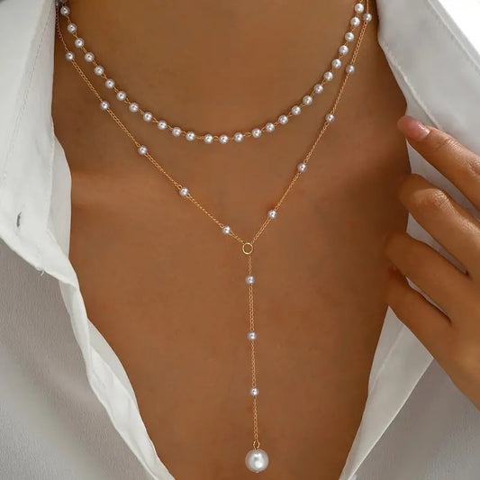 Pearl Double Layer Chest Necklace