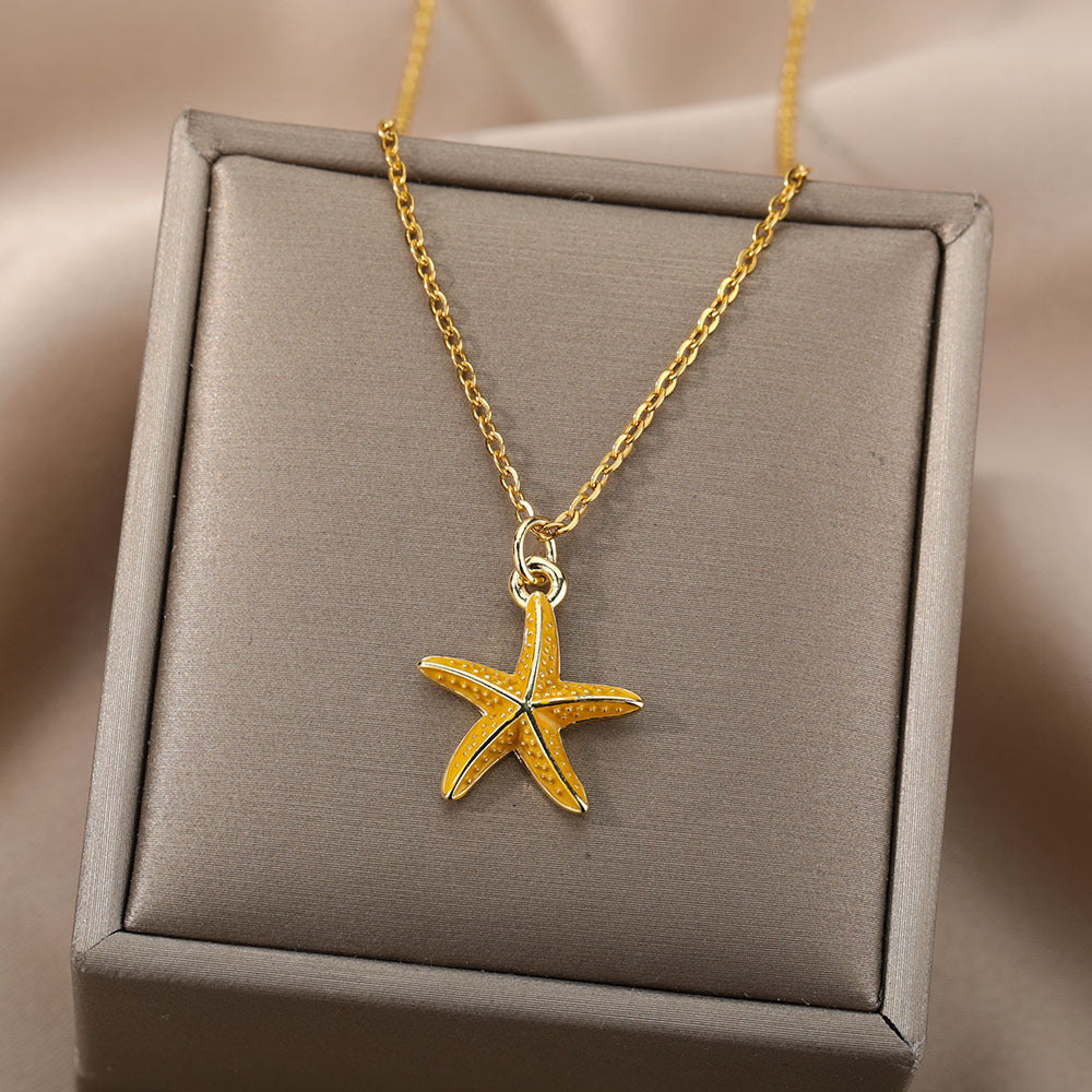 Star Shell Golden Chained Necklace