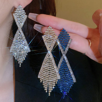 Long Shiny Crystals Earrings