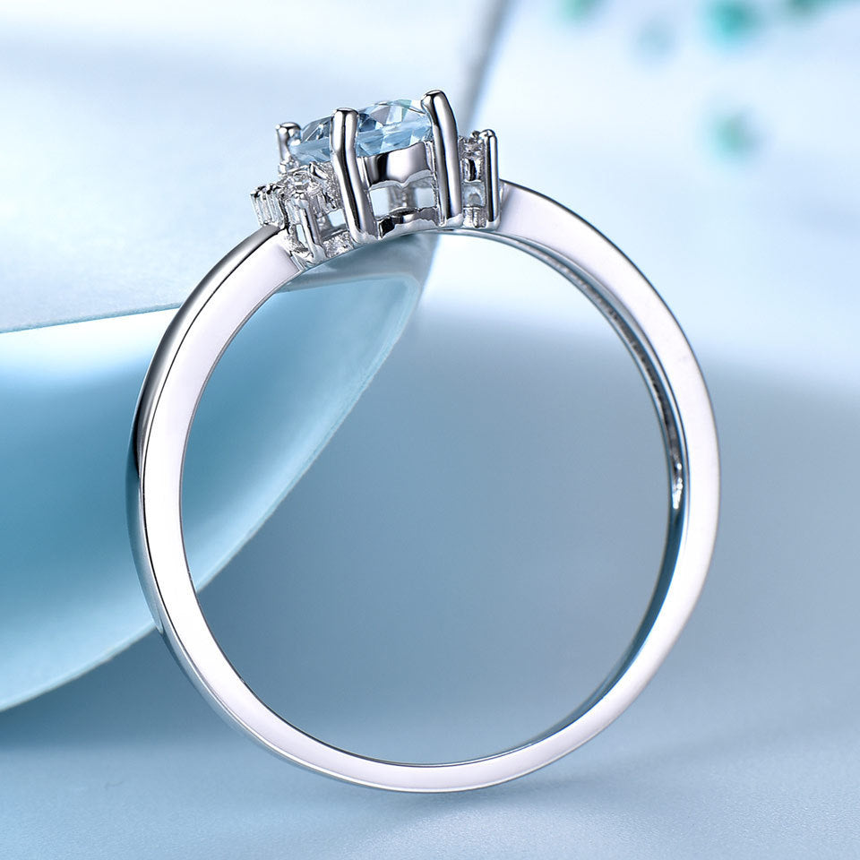 Blue Topaz Silver Engagement Ring