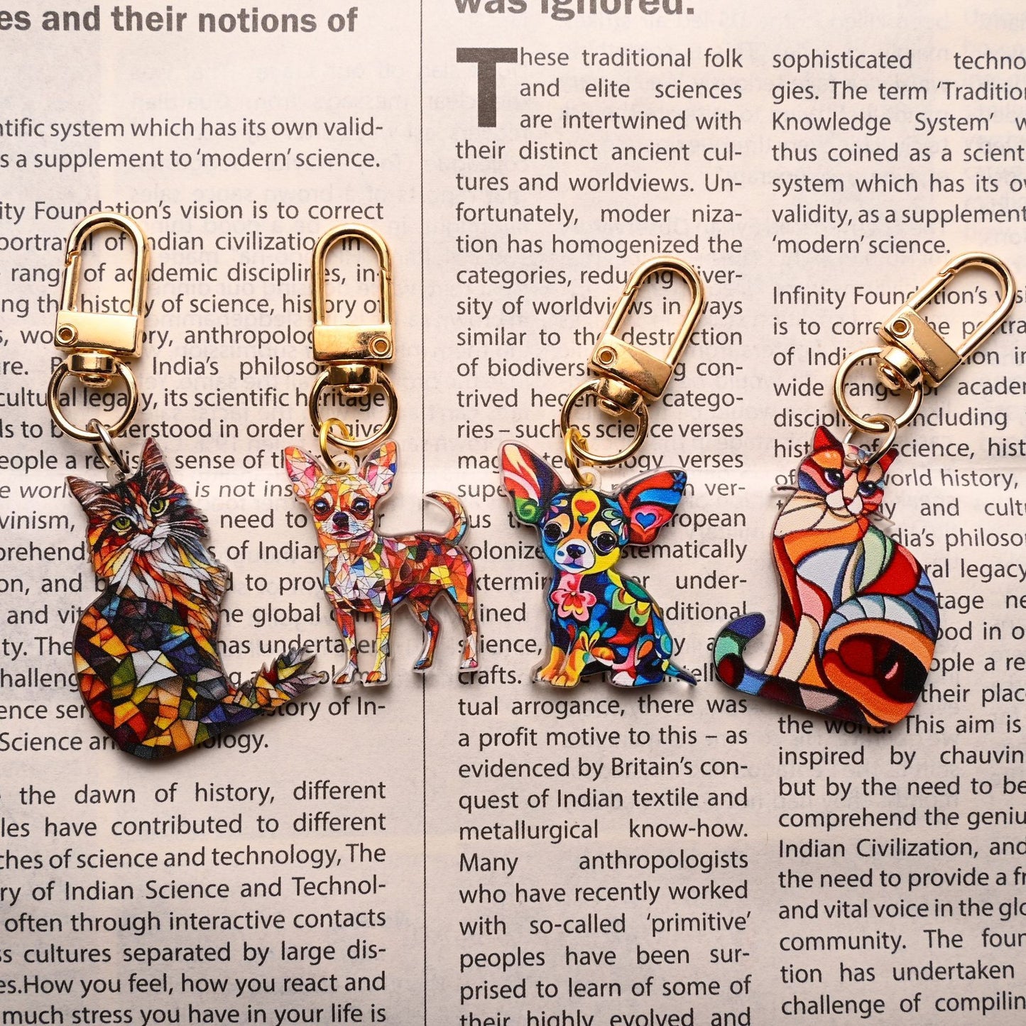 Puppy Stained Glass Keychain