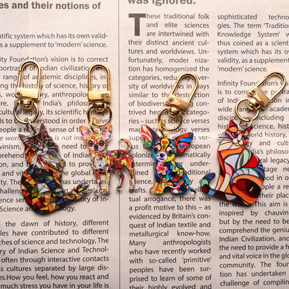 Puppy Stained Glass Keychain