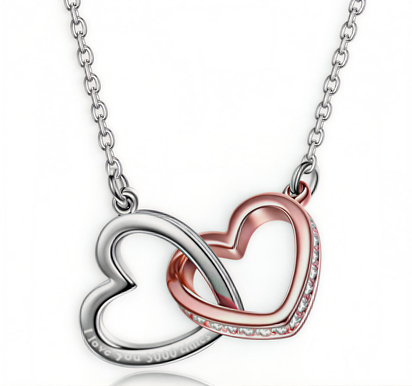 Two-Color Love Connected Hearts Necklace