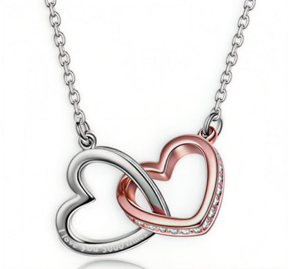 Two-Color Love Connected Hearts Necklace