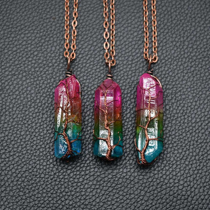 Crystal Tree Of Life Colorful Necklace