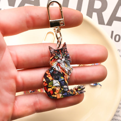 Puppy Stained Glass Keychain