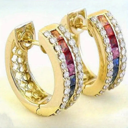 Colorful Diamonds Earring Gold Plating