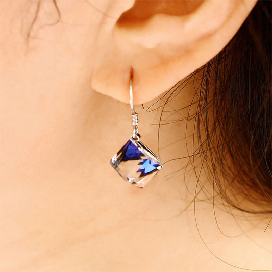 Crystal Glass Square Earrings