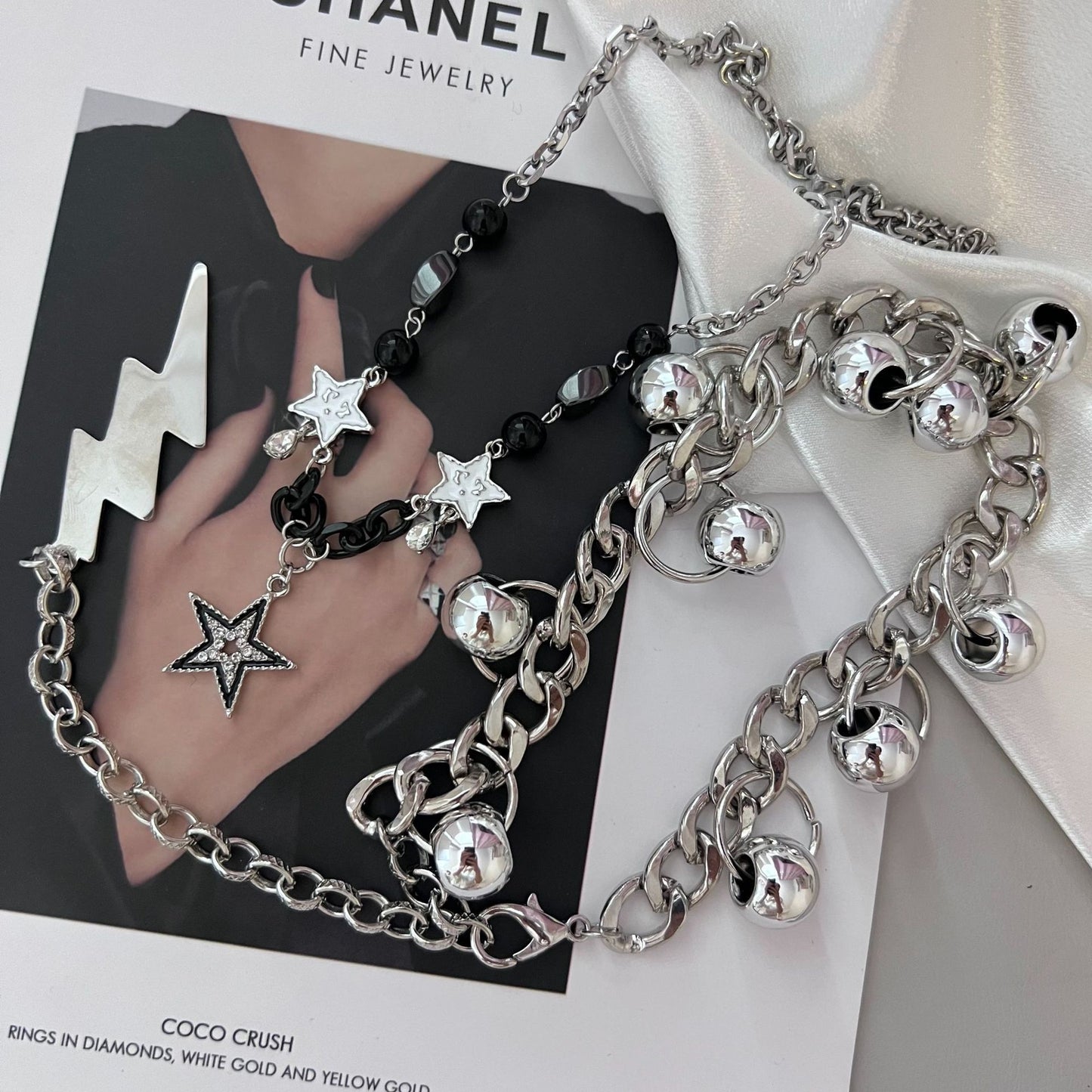 Punk Gothic Star and Lightning Necklace