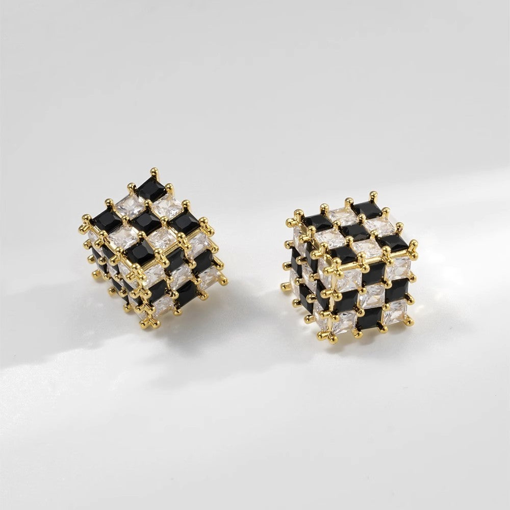 Black and White Cube Earrings