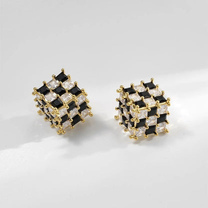 Black and White Cube Earrings