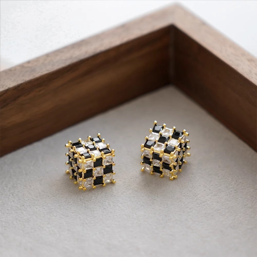 Black and White Cube Earrings