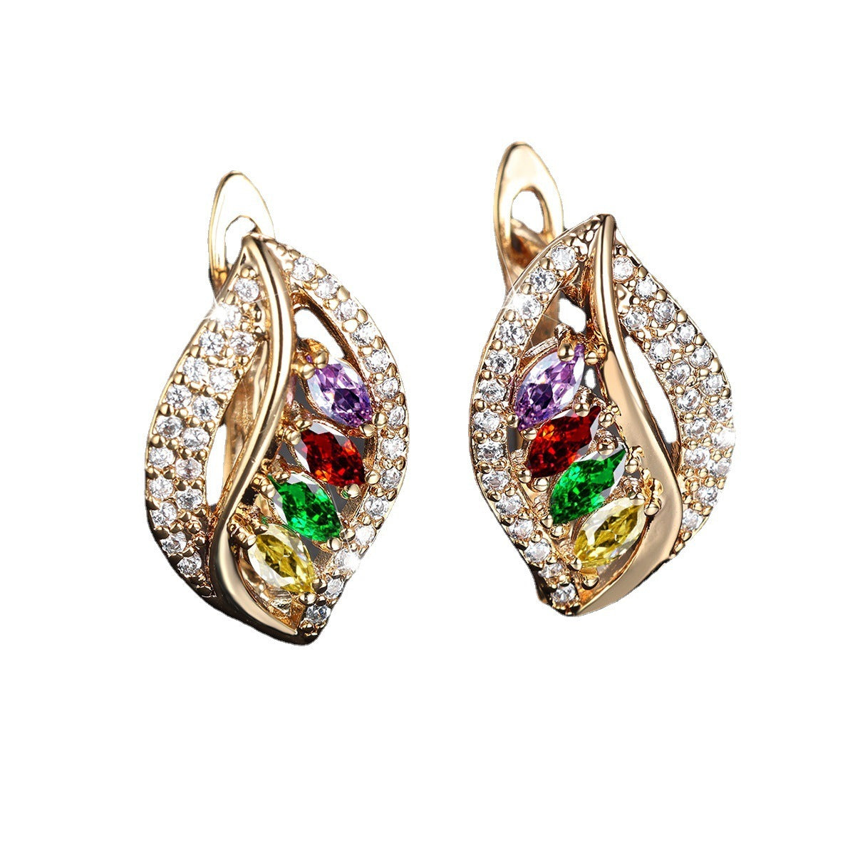 Leaf-shaped Colorful Earrings