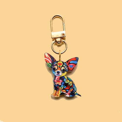 Puppy Stained Glass Keychain