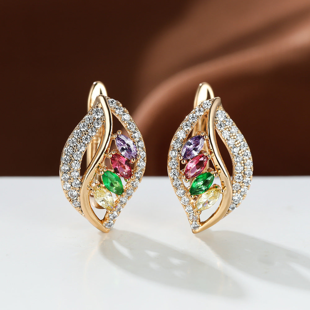Leaf-shaped Colorful Earrings