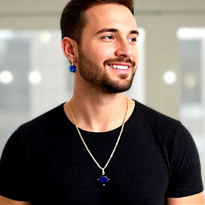 Sapphire Necklace and Earrings Luxurious Ornament Crystal