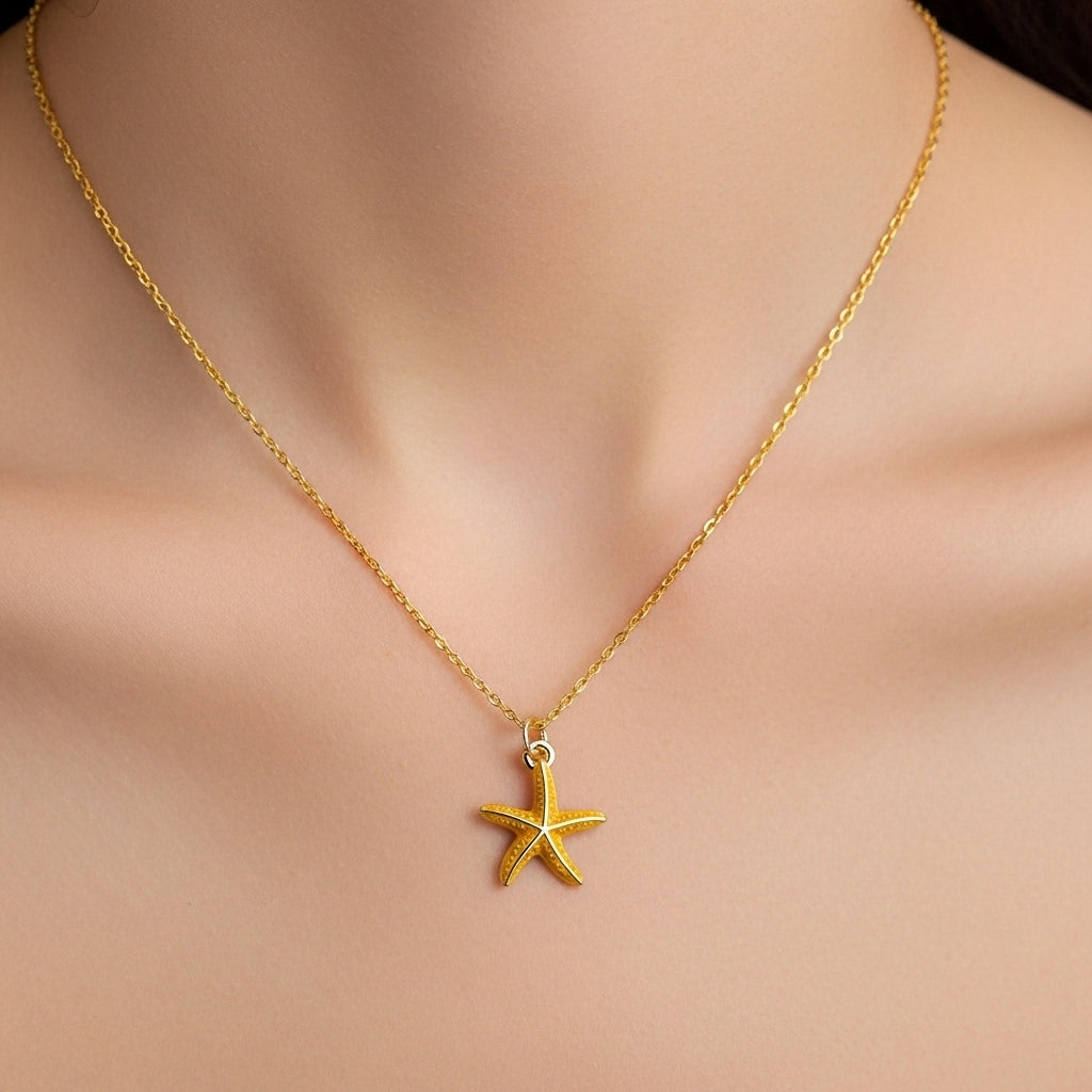 Star Shell Golden Chained Necklace