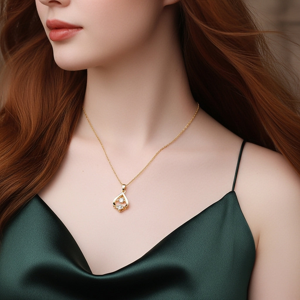 Upside-Down Heart Gemstone Necklace