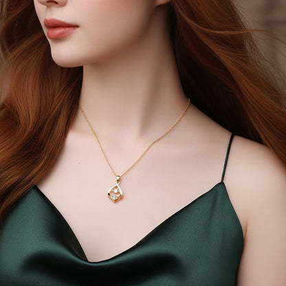 Upside-Down Heart Gemstone Necklace