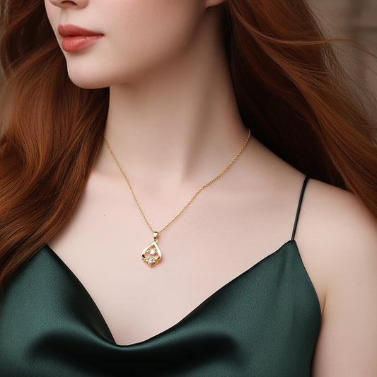 Upside-Down Heart Gemstone Necklace