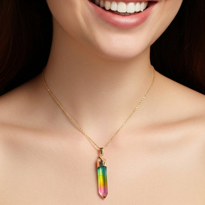 Mixed Colors Crystal Gold Necklace