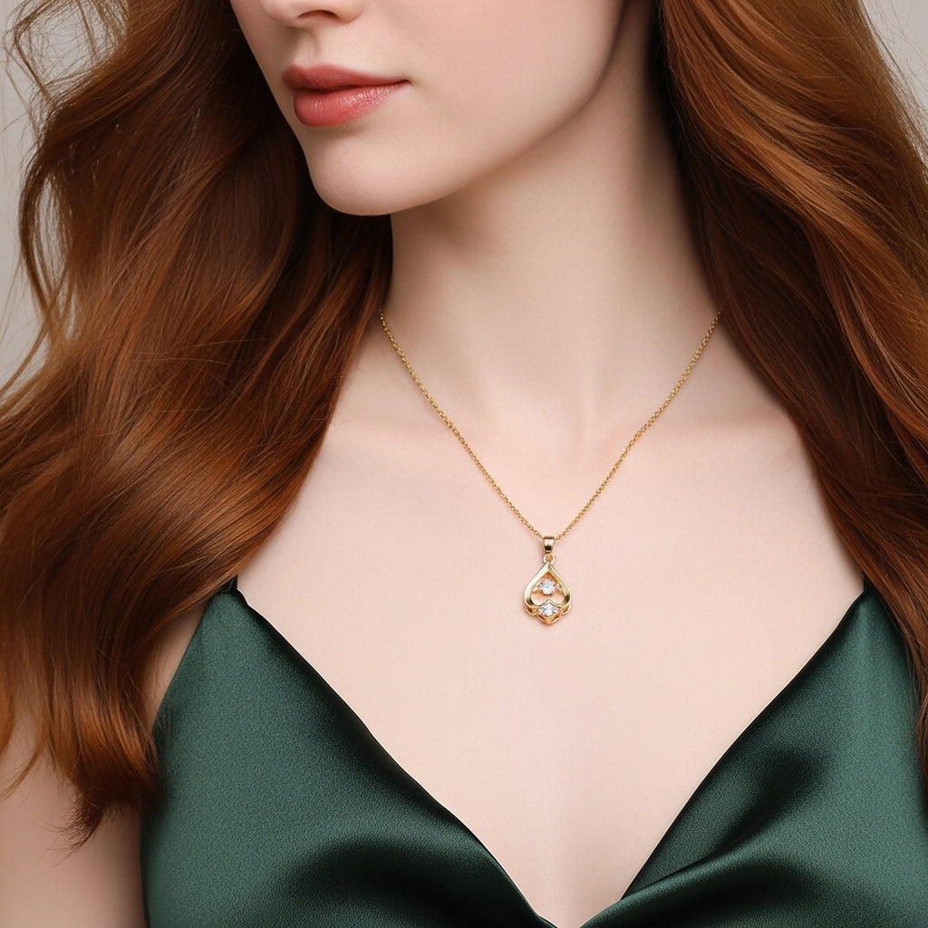 Upside-Down Heart Gemstone Necklace