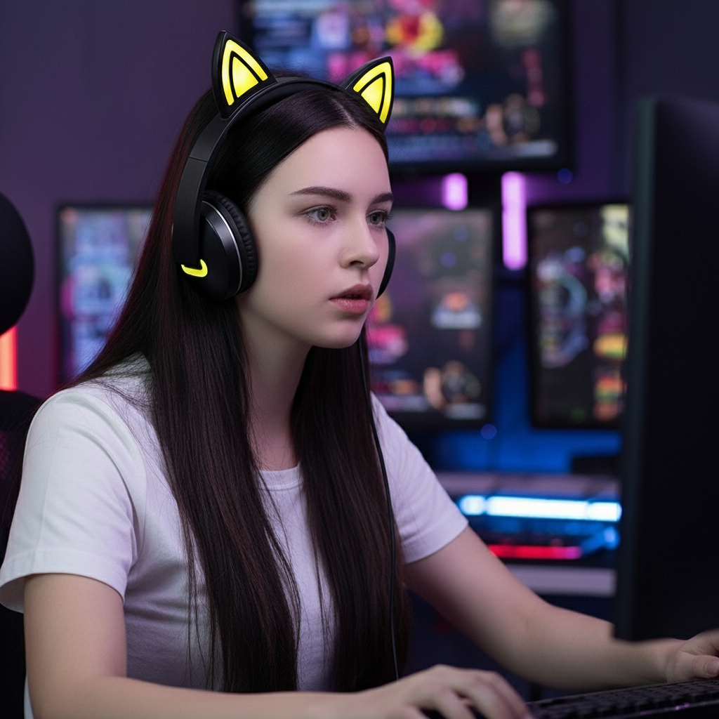 Cute Cat Neon Headphones