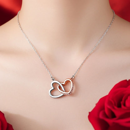 Two-Color Love Connected Hearts Necklace