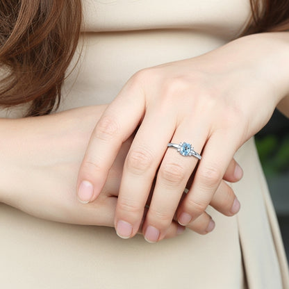 Blue Topaz Silver Engagement Ring