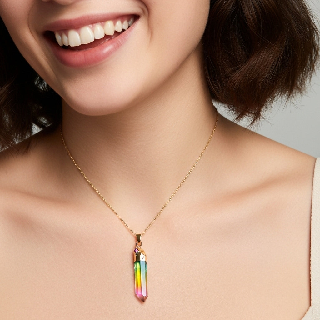 Mixed Colors Crystal Gold Necklace