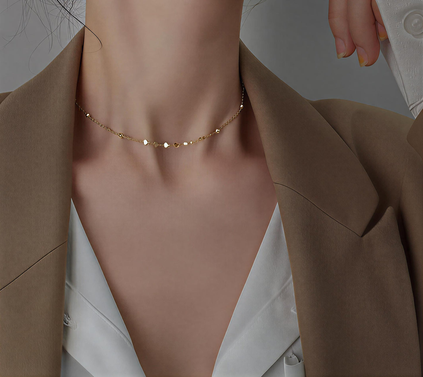 Small Round Peach Hearts Necklace