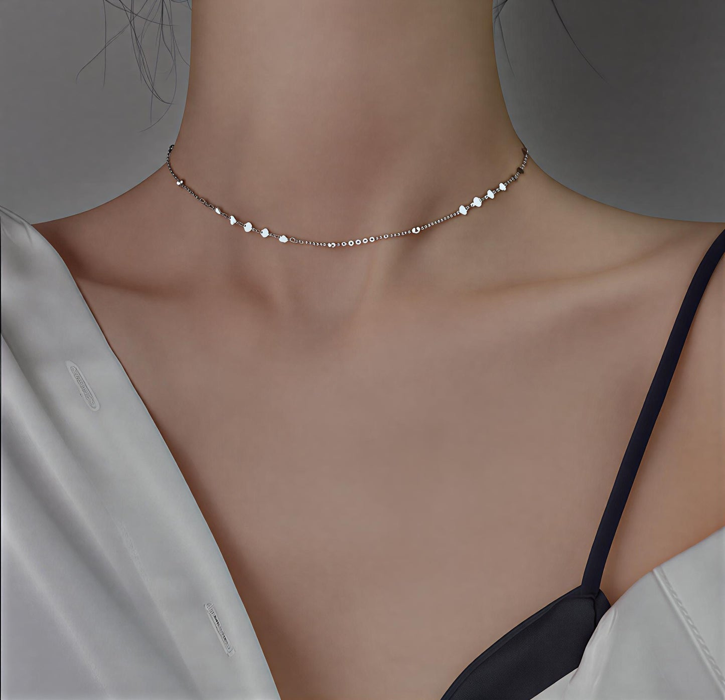 Small Round Peach Hearts Necklace