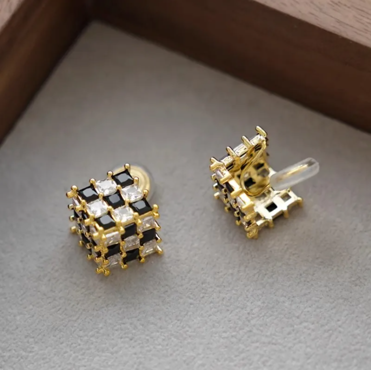 Black and White Cube Earrings