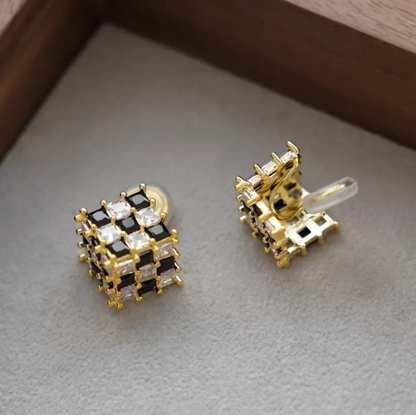 Black and White Cube Earrings
