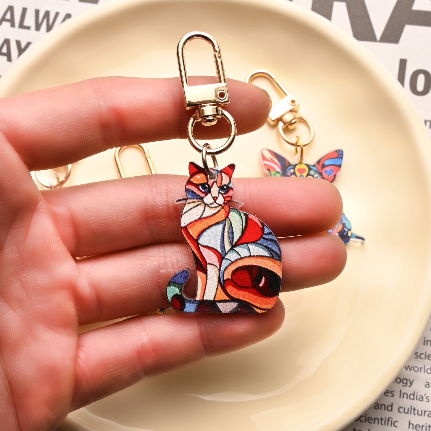 Puppy Stained Glass Keychain