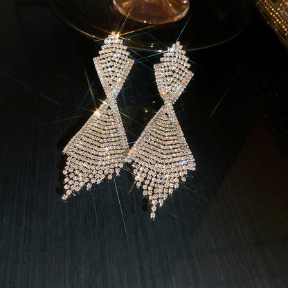 Long Shiny Crystals Earrings