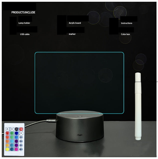 Tablero de mensajes acrílico - Luz 3D manuscrita