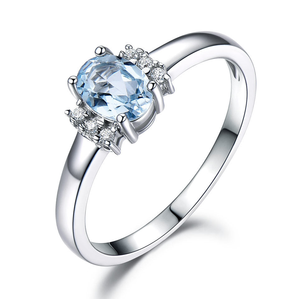 Blue Topaz Silver Engagement Ring